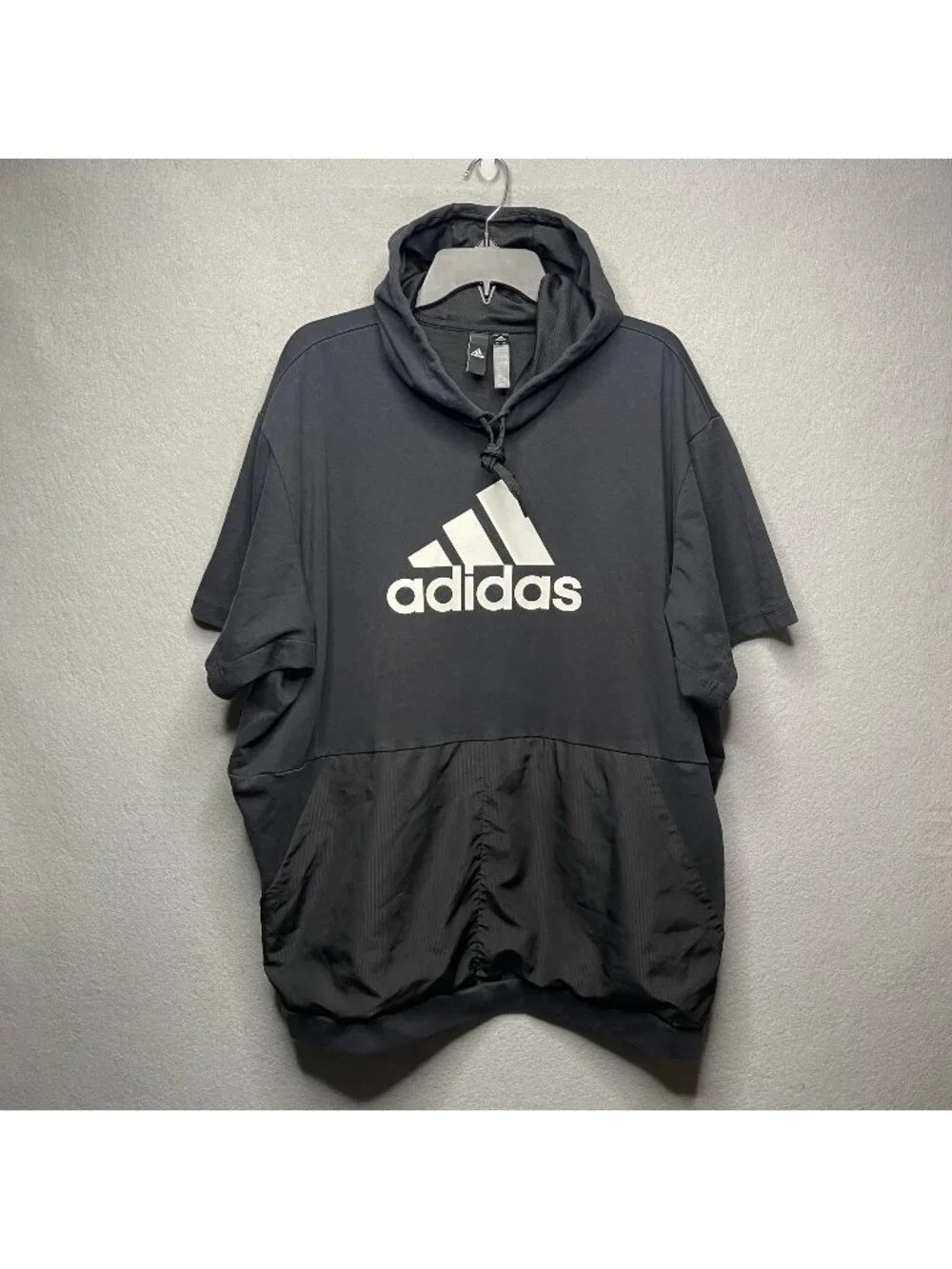 Adidas Mens Game & Go Short Sleeve Hoodie Black White Logo 2XL